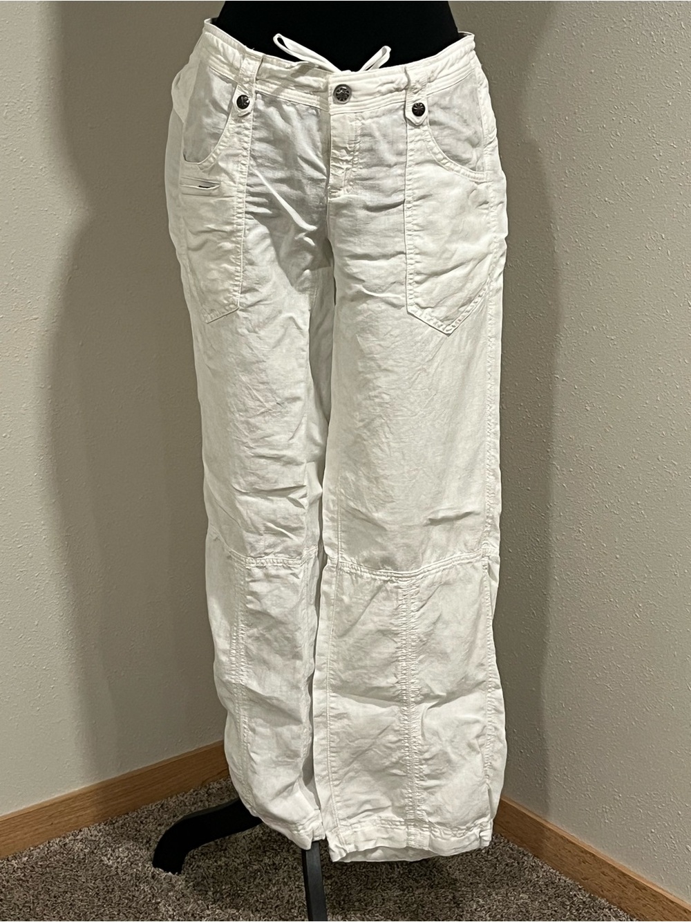 100% Linen Athleta Pants White Summery Size 8-Inseam 30/31